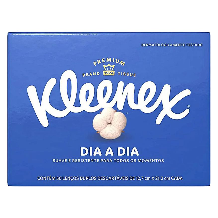 de Lenço Papel Kleenex Dia a Dia - Box com 50 unidades