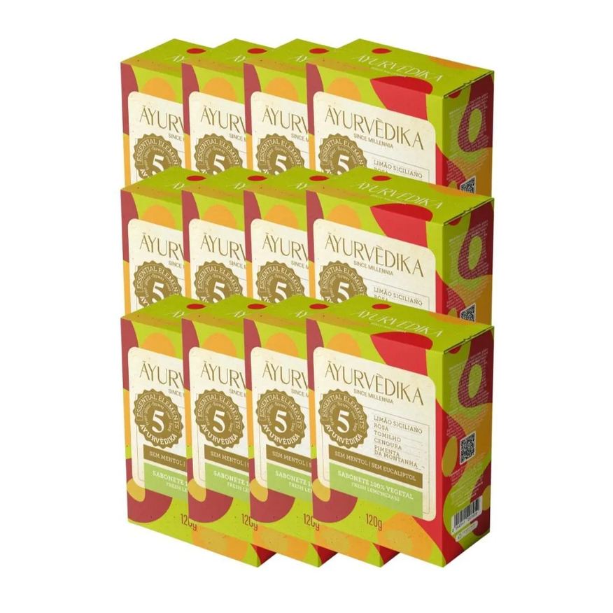 Ayurvedika Kit 12 Sabonetes Barra 100% Vegetais Lemongrass Ayurvédika