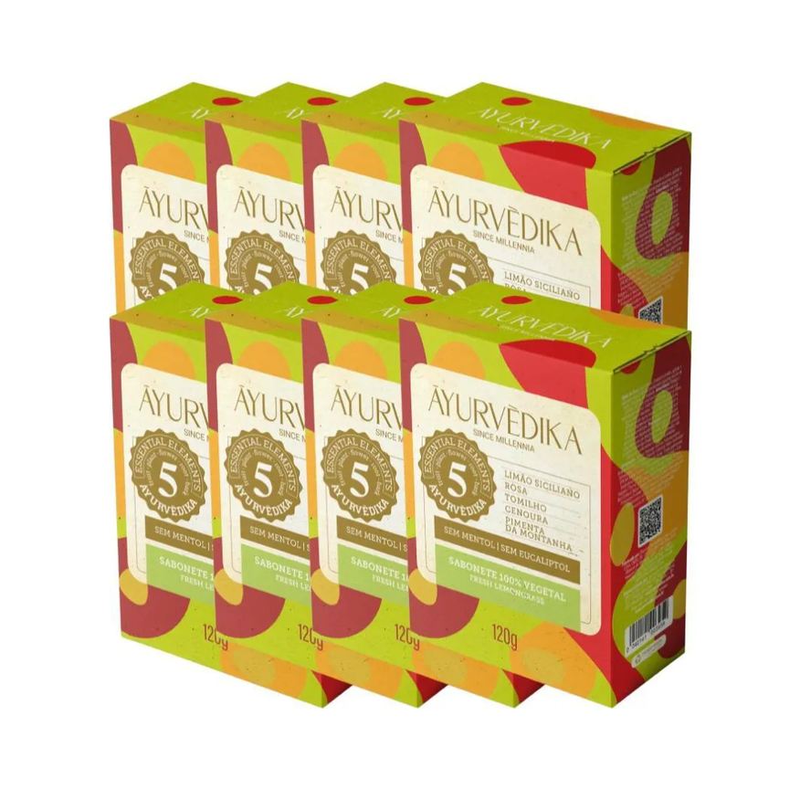 Ayurvedika Kit 8 Sabonetes Barra 100% Vegetais Lemon Grass Ayurvédika
