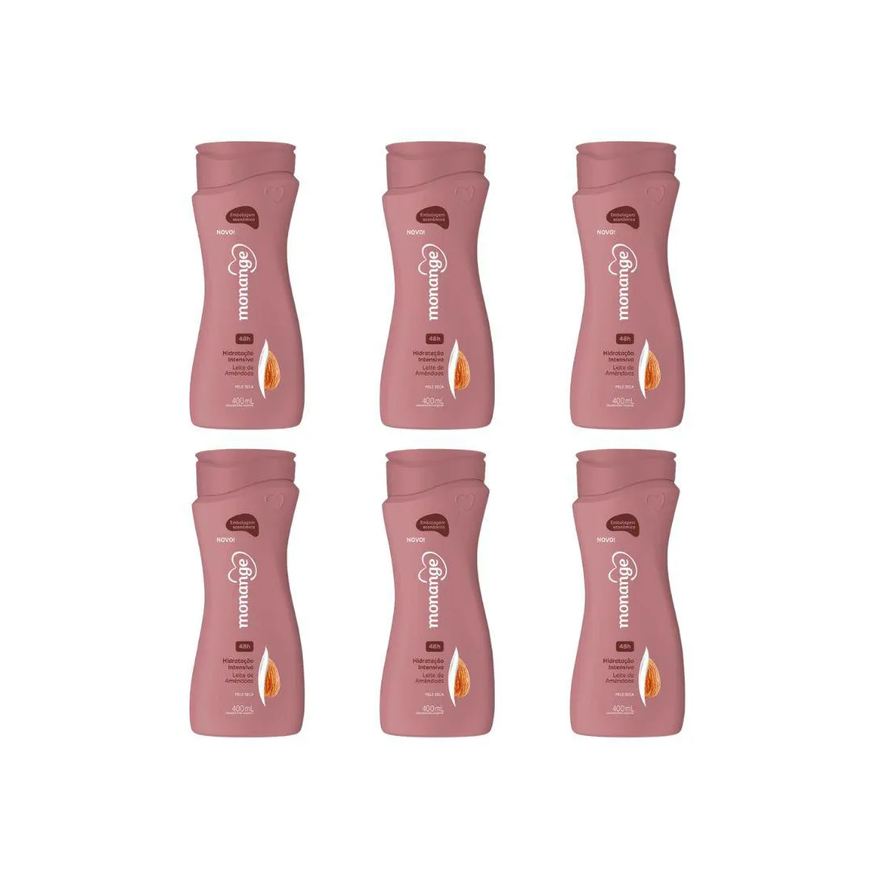 Monange Hidratante Corporal 400ml Leite Amendoas - Kit C / 6un