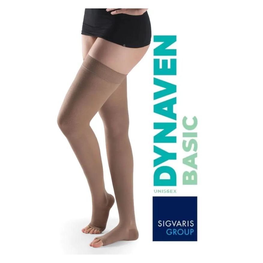 Sigvaris Dynaven Basic Meia de Compressão 20–30 Mmhg Meia Coxa Cor Bege M3