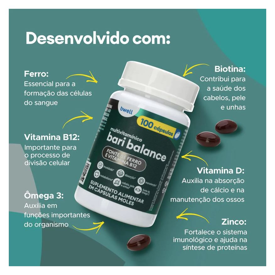 Bariátrico Polivitamínico Bwell Bari Balance 100 Cápsulas