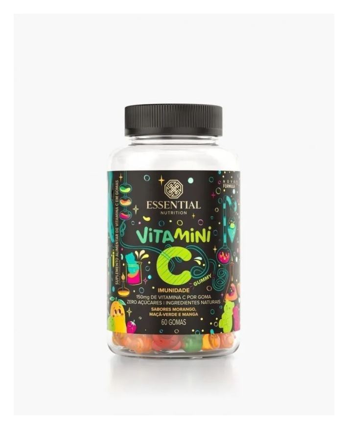 Essential Nutrition Vitamini C Gummy (150g - 60 unidades) - Sabor: Morango, Maçã-Verde E Manga