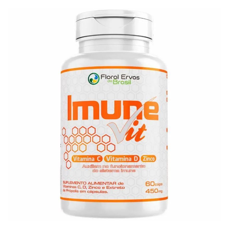 Floral Ervas do Brasil Imune Vit (vitamina C, D e Zinco) 450mg 60 cápsulas - Floral Ervas