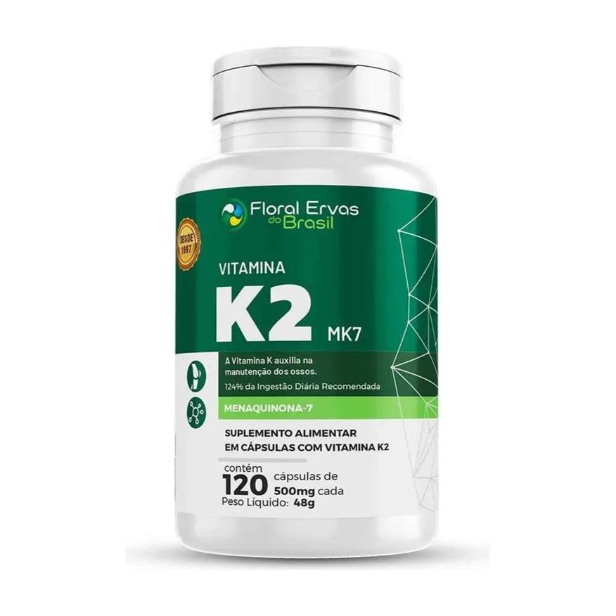 Floral Ervas do Brasil VITAMINA K2 MK7 500mg 120 CáPSULAS - FLORAL ERVAS