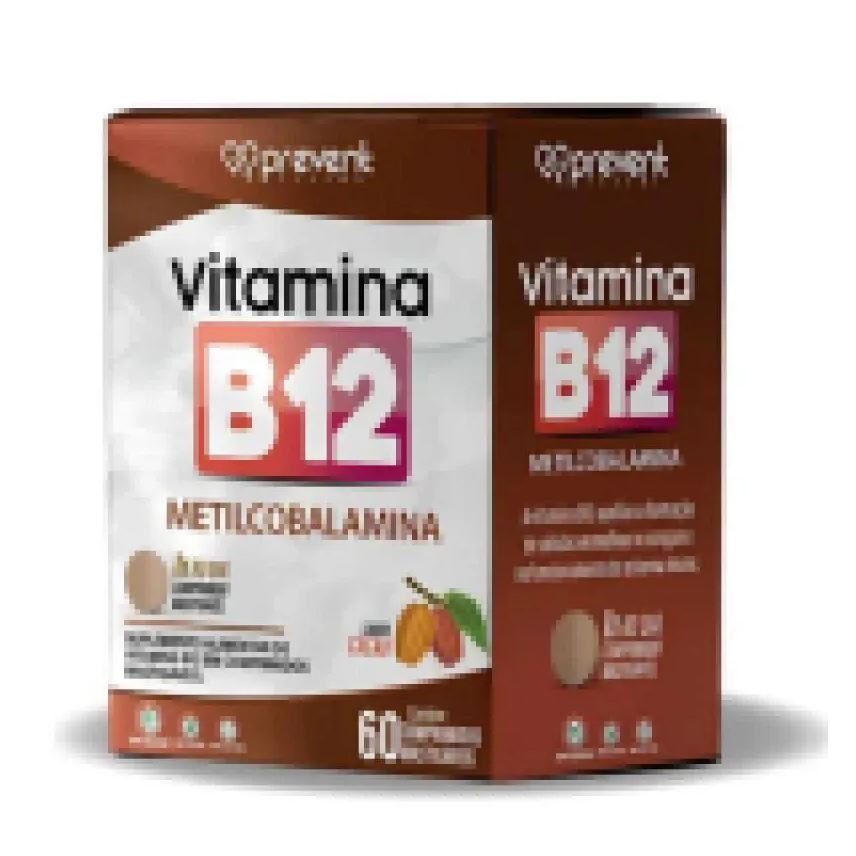Prevent Pharma Vitamina B12 Metilcobalamina Cacau C/60 cápsulas