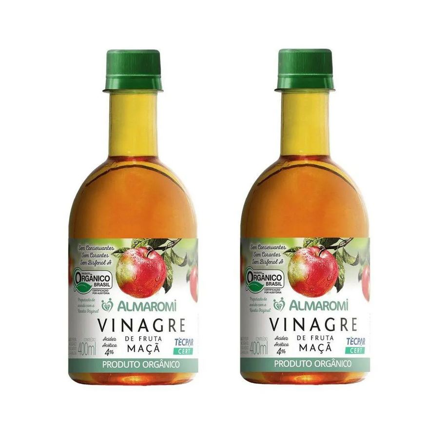 Almaromi Kit 2uni Vinagre de Maçã Orgânico 400ml Pet