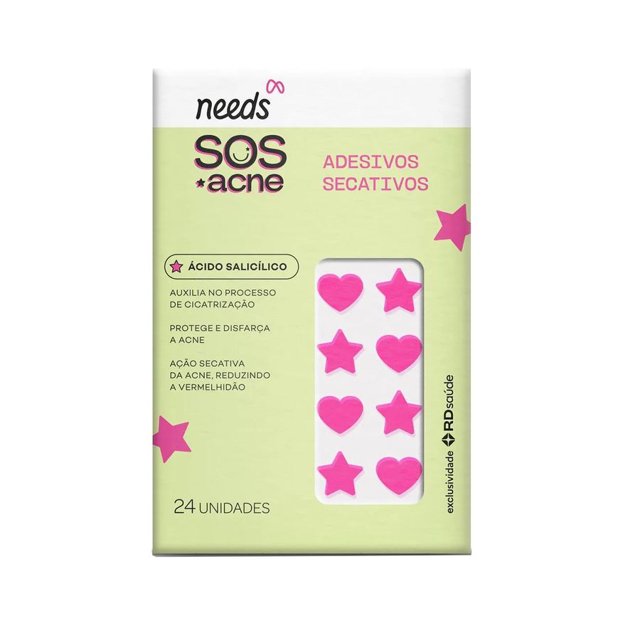 Needs Adesivo Secativo para Acne SOS Acne Ácido Salicílico 24 unidades
