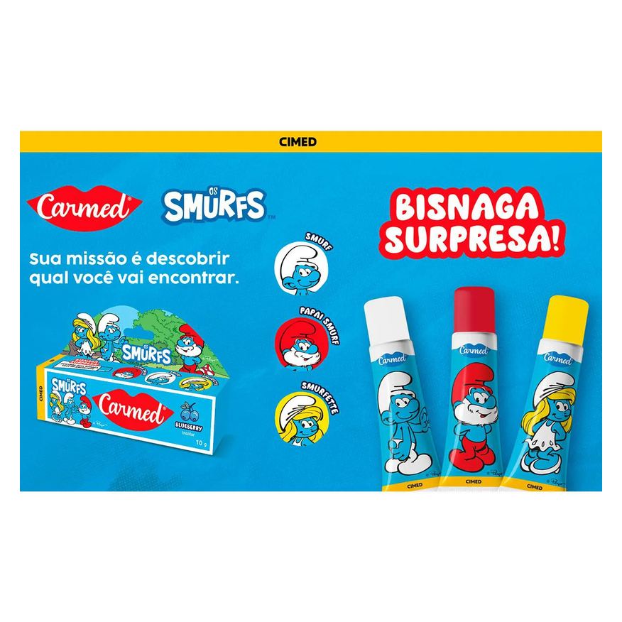 Labial Hidratante Carmed Os Smurfs Blueberry Incolor 10g
