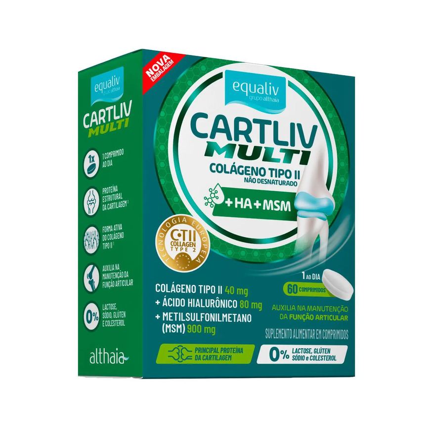 Equaliv Colágeno Tipo II Cartliv Multi 60 Comprimidos
