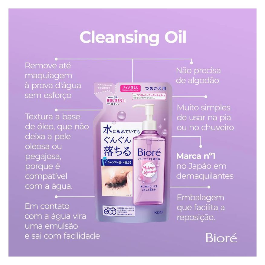 de Óleo Limpeza Demaquilante Bioré Cleansing Refil 210ml