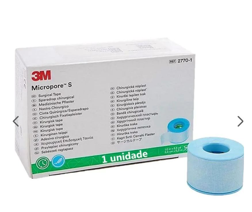 3m Fita Silicone Micropore S Remoção Suave 2,5cmx5m