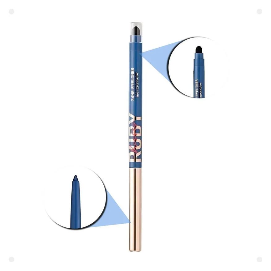 Kiss New York Lápis Retrátil em Gel À Prova D'água Ruby Kisses Glittery Navy Blue Re07b