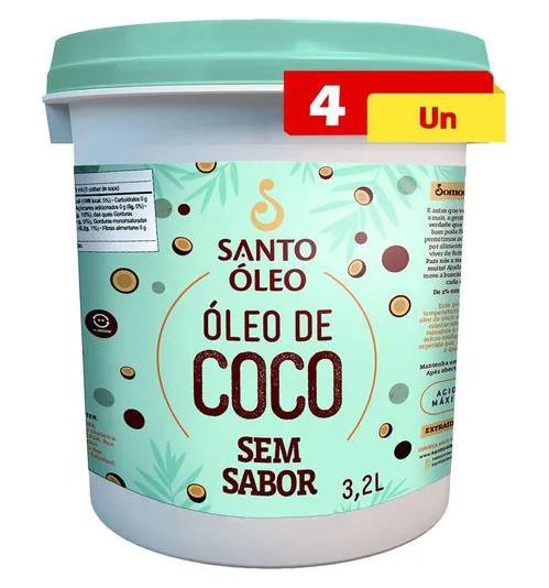 Santo Óleo Óleo de Coco sem Sabor 4 X 3,2l