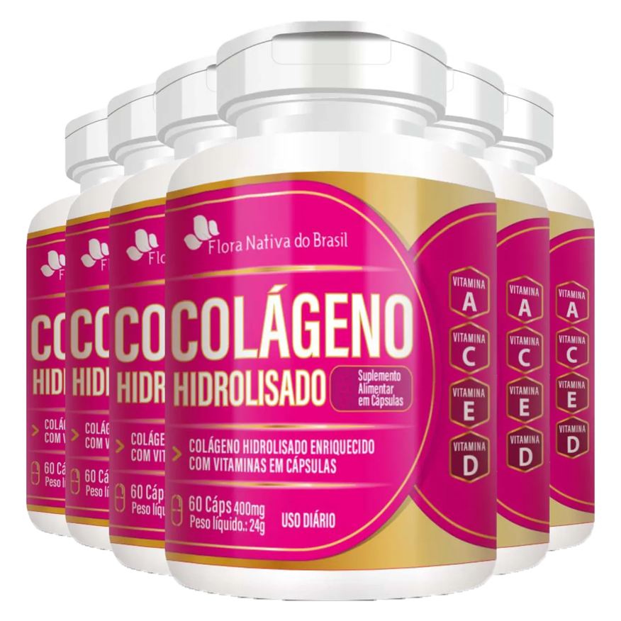 Flora Nativa Do Brasil Colágeno Hidrolisado 400mg 6 X 60 cápsulas - Flora Nativa