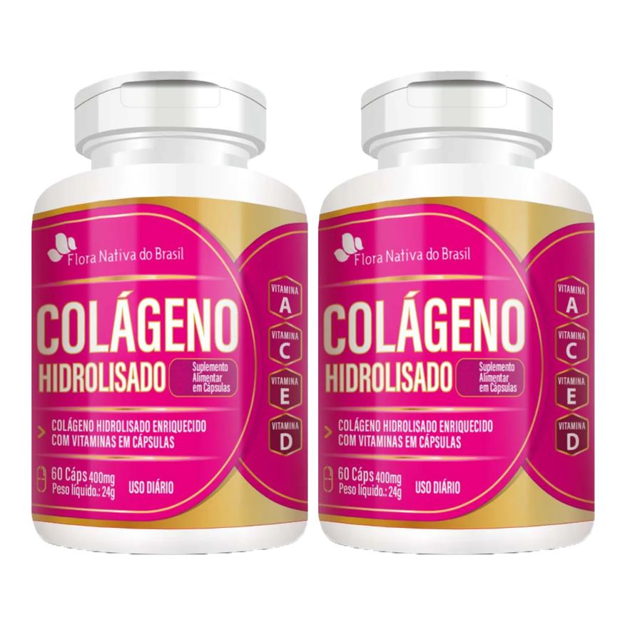 Flora Nativa Do Brasil Colágeno Hidrolisado 400mg 2 X 60 cápsulas - Flora Nativa