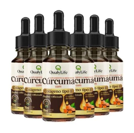 Qualylife Colágeno Tipo 2 e Curcumina em Gotas 6 X 30ml