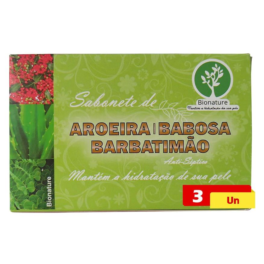 Bio Nature Sabonete de Aroeira Babosa e Barbatimão 3 X 110g Bionature