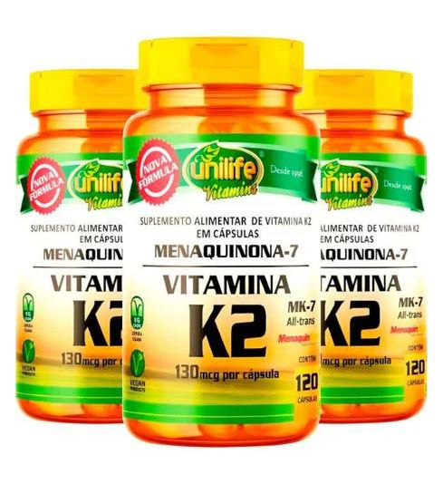 Unilife Kit 3 Vitamina K2 Mk7 Menaquinona 120 Cápsulas