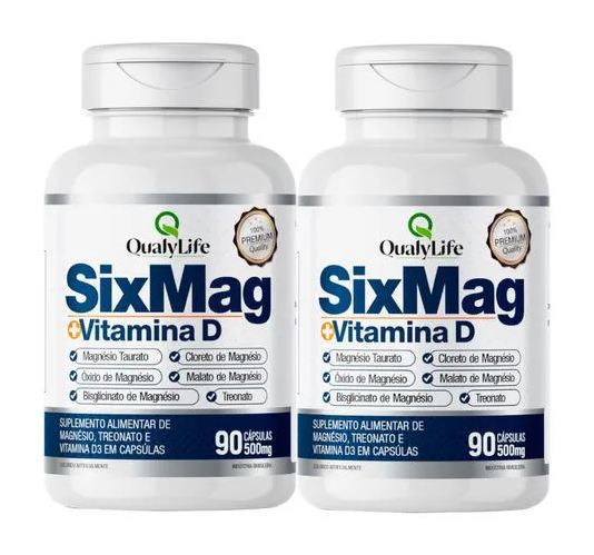 Qualylife Sixmag Magnésio e Vitamina D3 2 X 90 cápsulas
