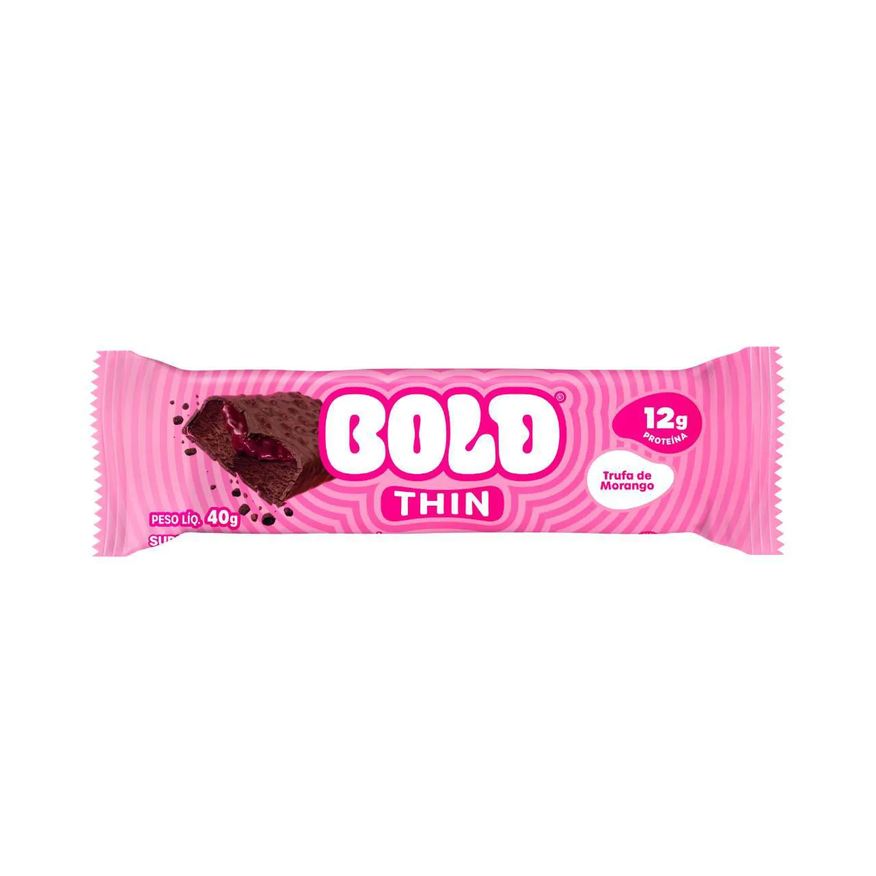 Bold Barra de Proteína Thin Trufa de Morango 40g