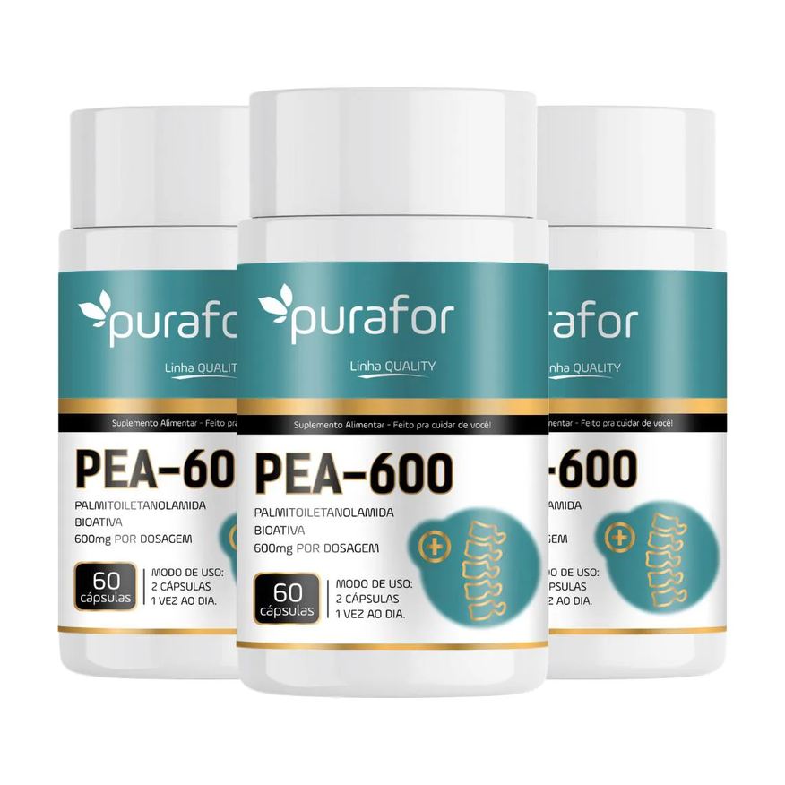 Purafor Kit 03 Pea - 600 Palmitoiletanolamida Bioativa 600mg – 60 cápsulas