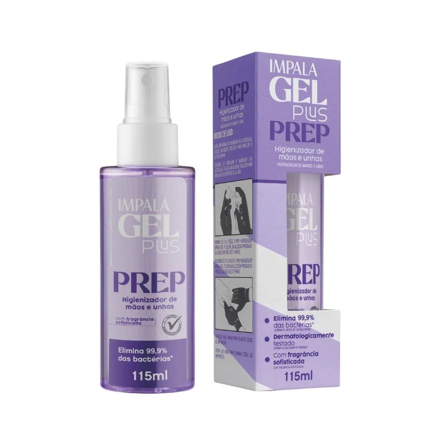 Higienizador Spray Prep Mãos Unhas Gel Plus Impala 115ml