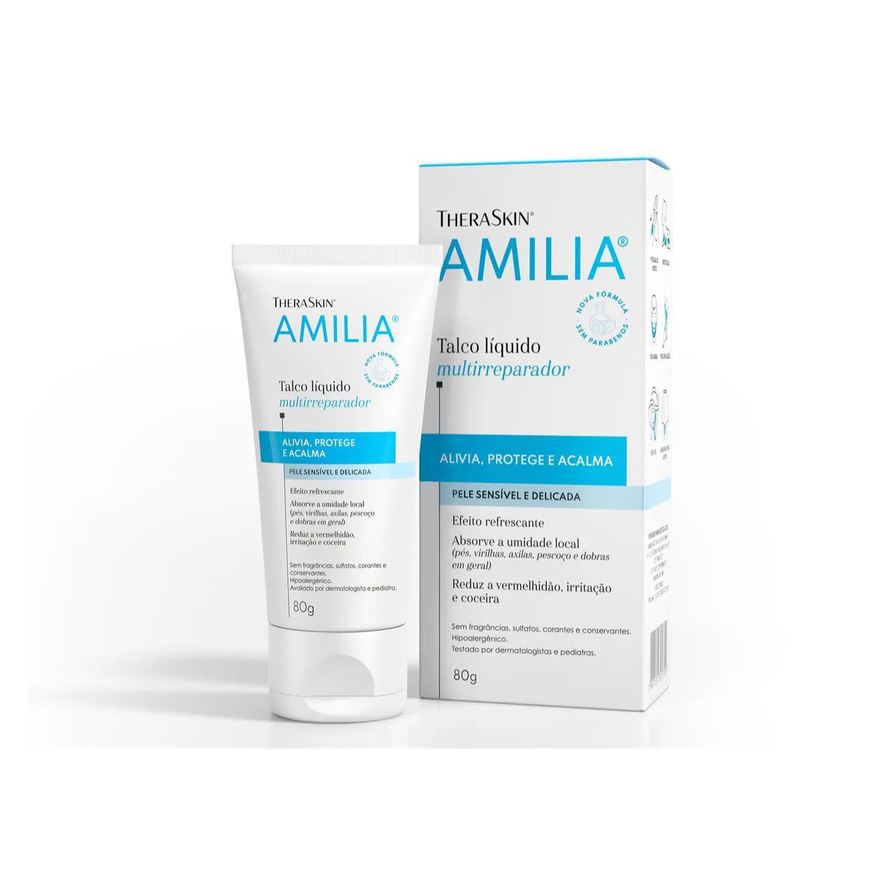 Amilia Talco Líquido Thera Skin Multirreparador Tripla Ação Pele Sensível e Delicada 80g