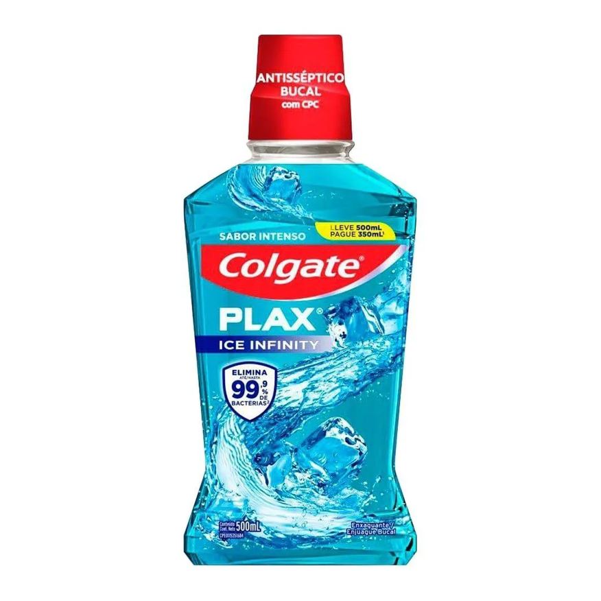 Plax Enxaguante Bucal Colgate Ice Infinity 500ml - Leve 500ml Pague 350ml
