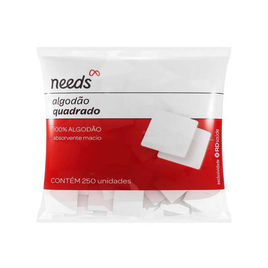 Needs Algodão Quadrado 250 Unidades