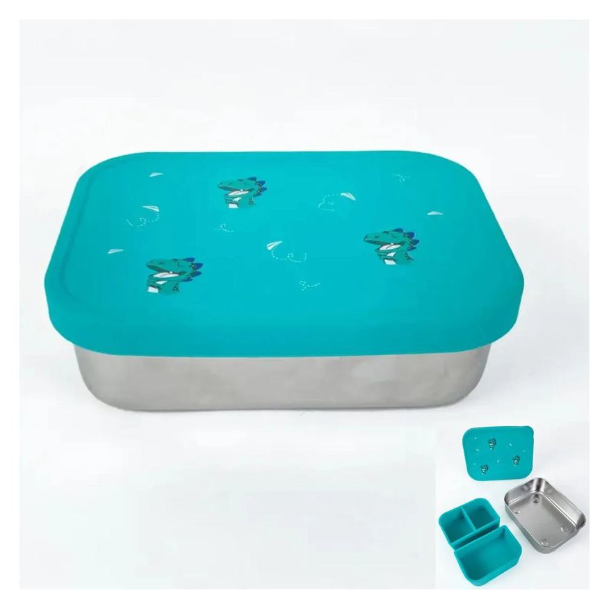 Petita Bento Box Aço Inox com Divis. e Tampa Silicone Leo Petit Pia