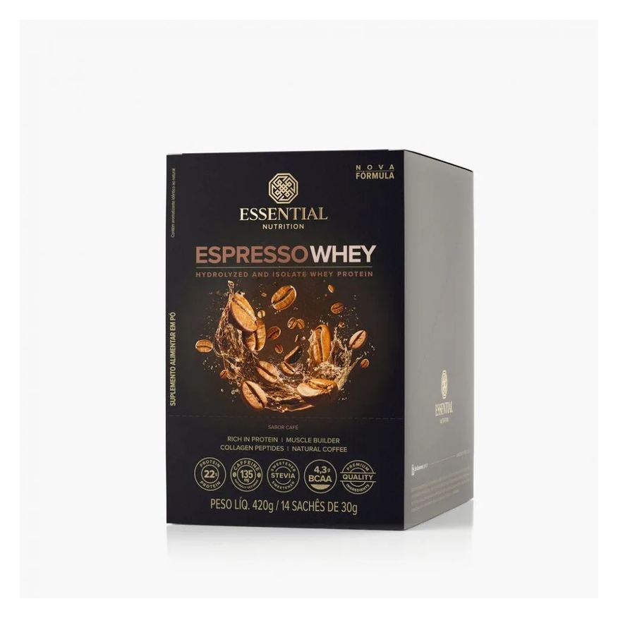 Essential Nutrition Espresso Whey Display (14 Sachês 30g) - Sabor: Café
