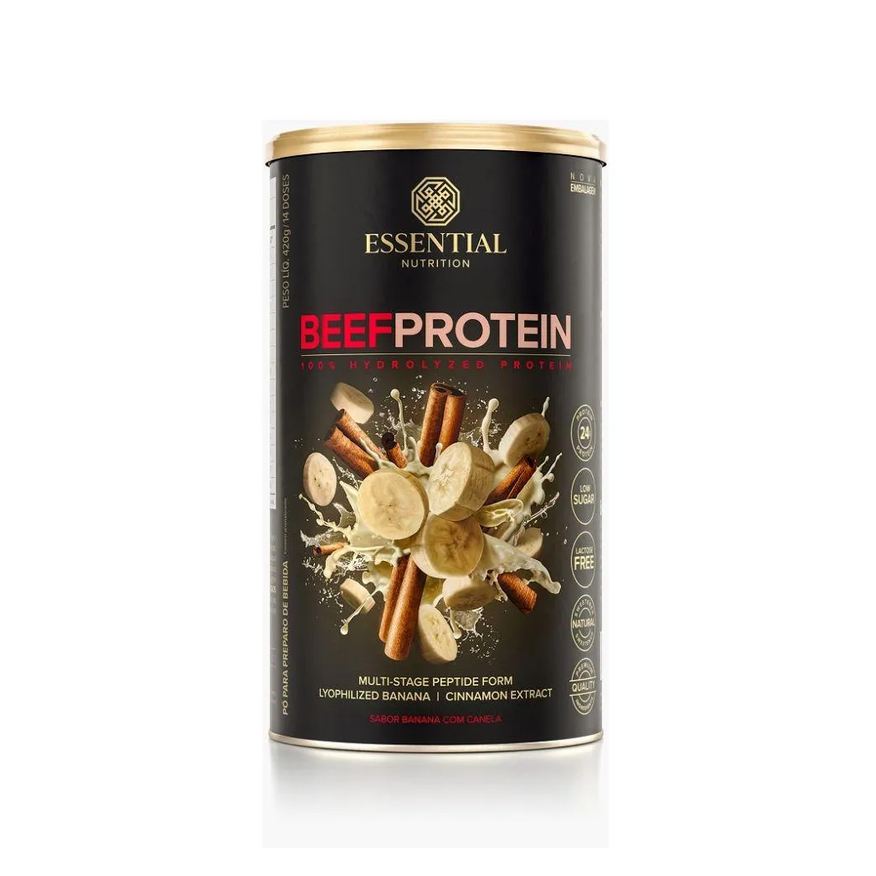 Essential Nutrition Beef Protein Hydrolyzed - Sabor: Banana c/ Canela (420g)
