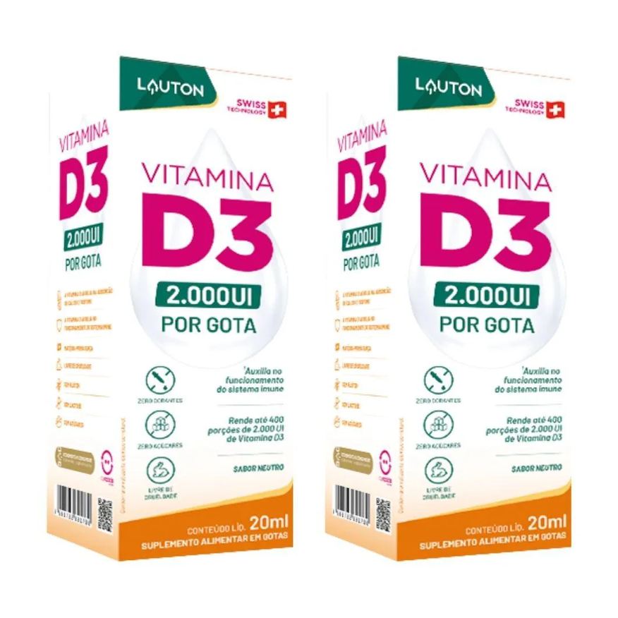 Lauton Kit 2x Vitamina D3 Pura em Gotas 20ml