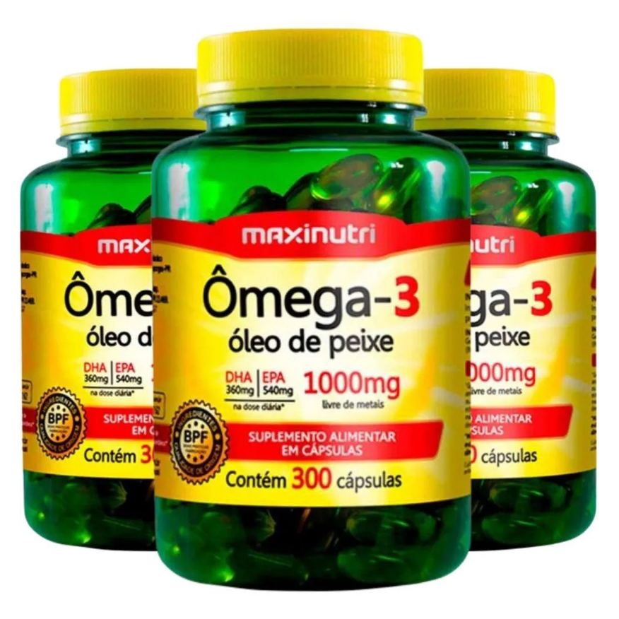 Maxinutri Kit 3x Ômega 3 (óleo de Peixe 1000mg) 300 cápsulas