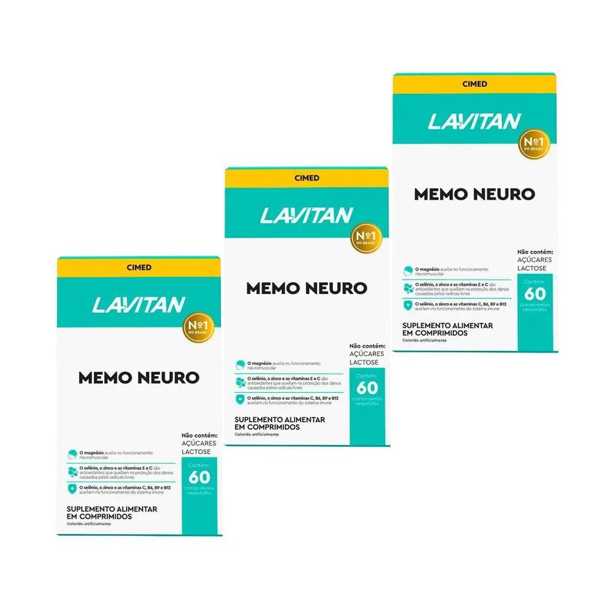 Cimed Kit 3 Unidades Lavitan Memo Neuro com 60 Capsulas