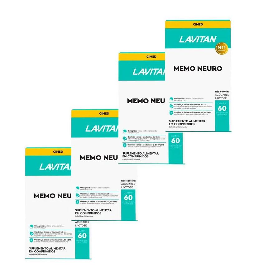 Cimed Kit 4 Unidades Lavitan Memo Neuro com 60 Capsulas