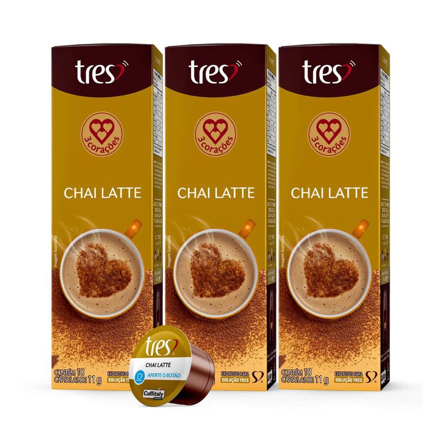 3 Corações 3x cápsula Chai Latte Tres 10 unidades