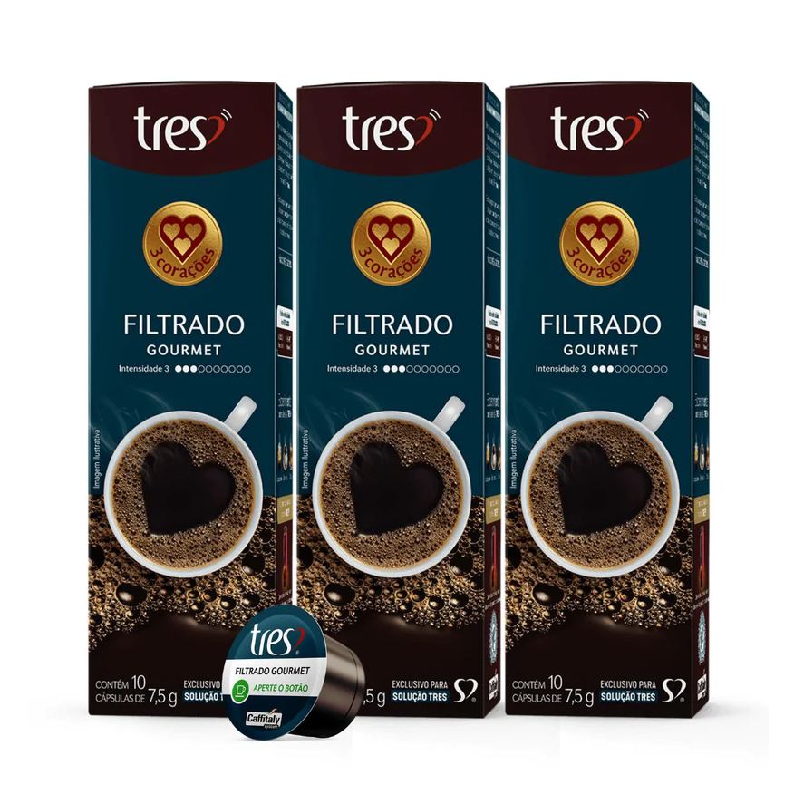 3 Corações 3x cápsula de Café Tres Filtrado Gourmet 10 unidades