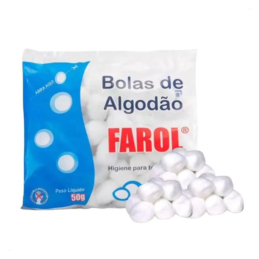 Kit com 10 Algodão Hidrofilo Bolas 50g Biodegradavel Macio