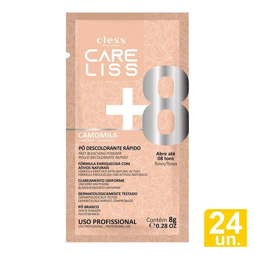 Care Liss Descolorante em Pó Camomila Sachê 8g - Embalagem com 24 unidades