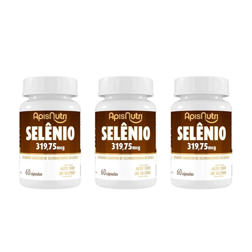 Apisnutri Kit 3 Suplemento Alimentar Selenio 319mcg 60 cápsulas
