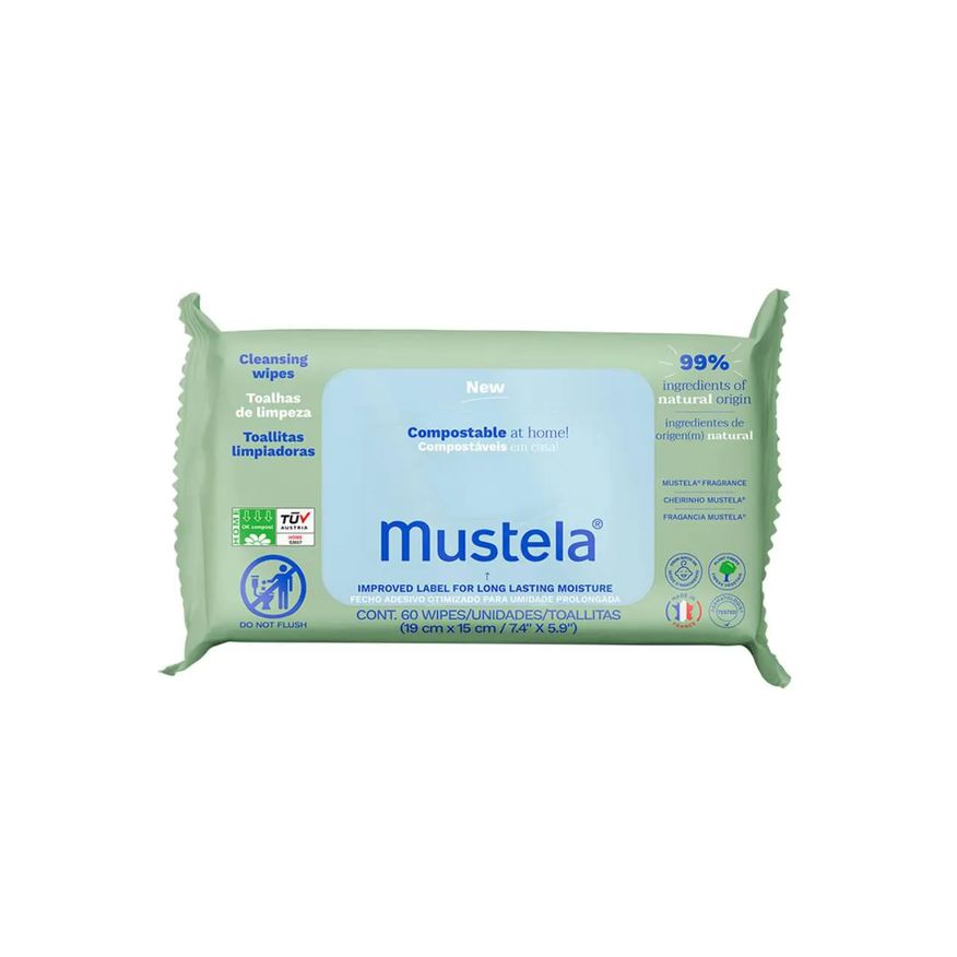 Mustela Lenço Umedecido Vegetal Compostáveis Com Perfume 60 unidades