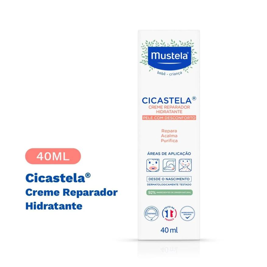 Mustela Creme Reparador Hidratante Bebê Cicastela Pele Sensibilizada com 40ml