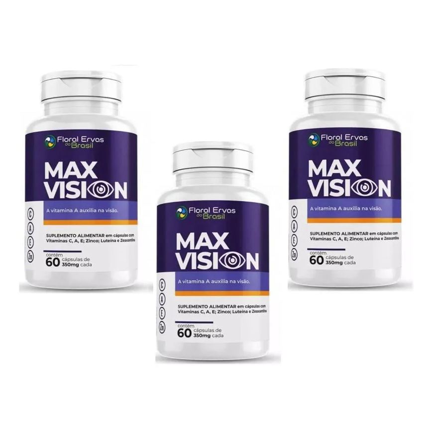 Floral Ervas do Brasil KIT COM 3 MAX VISION LUTEINA E ZEAXANTINA 350mg 60 CáPSULAS - FLORAL ERVAS