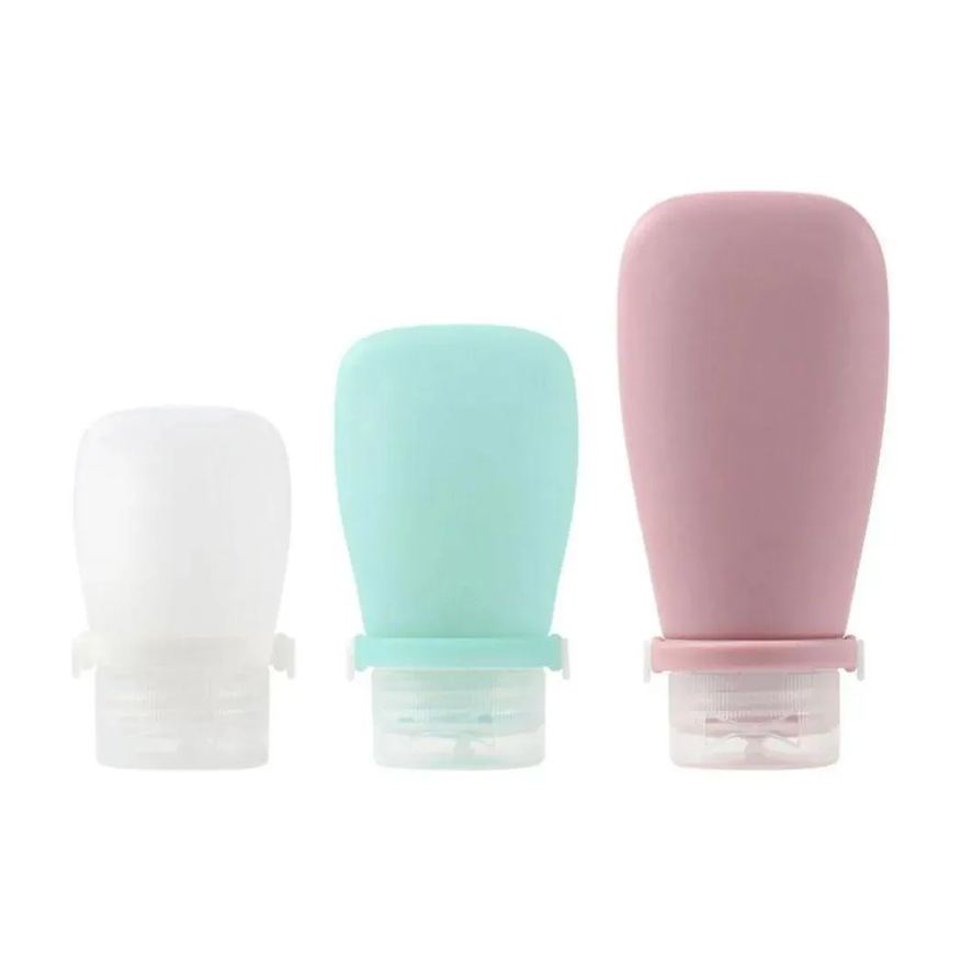Smart Kit 3 Frascos Silicone Porta Shampoo Creme Condicionador Sabonete Líquido Antivazamento Viagem Academia