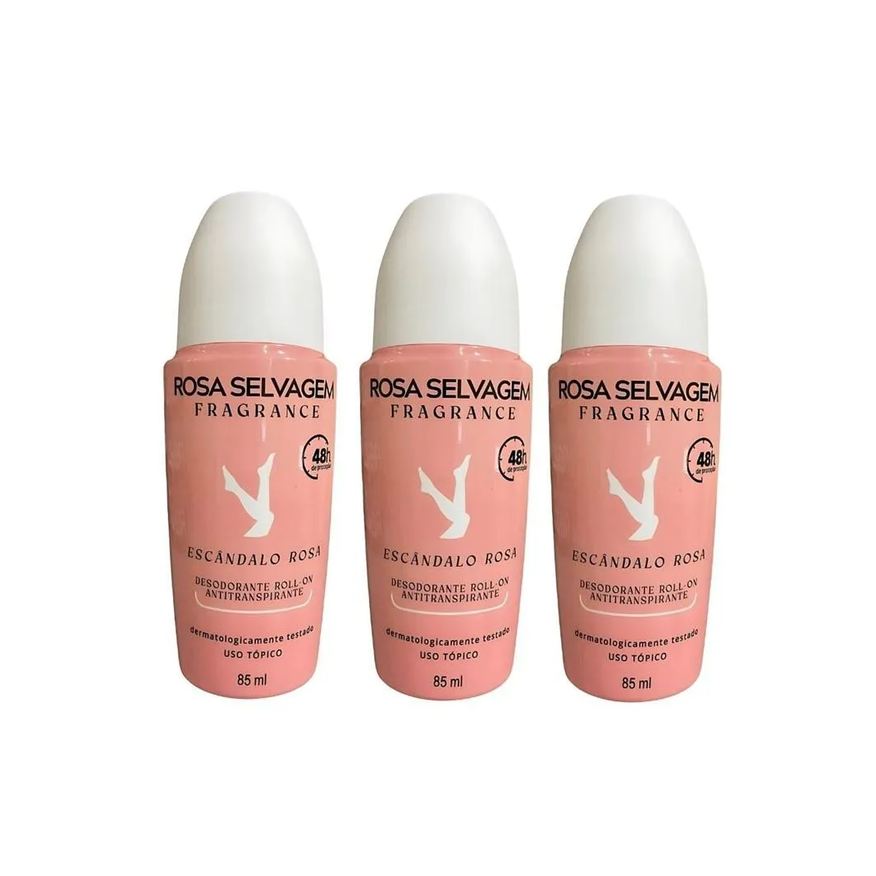Rosa Selvagem Kit 3 Desodorante Roll-on Escândalo 85ml