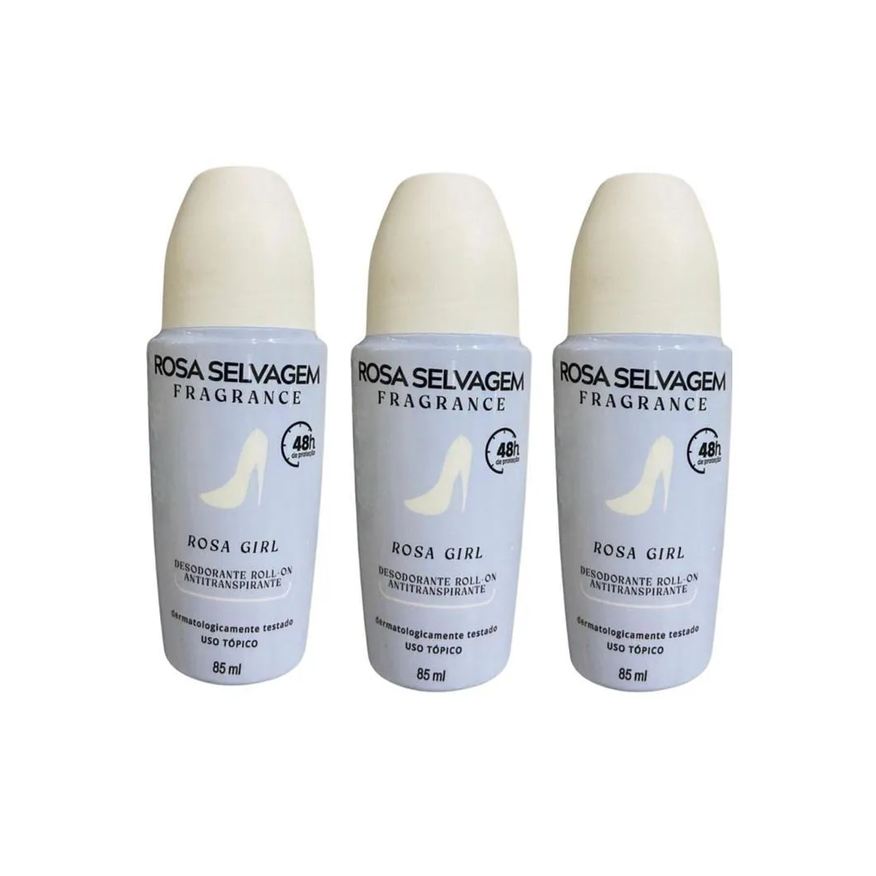 Rosa Selvagem Kit 3 Desodorante Roll-on Rosa Girl 85ml