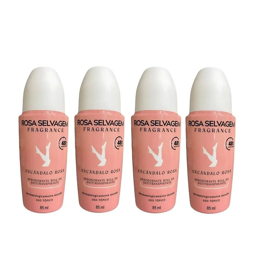 Rosa Selvagem Kit 4 Desodorante Roll-on Escândalo 85ml
