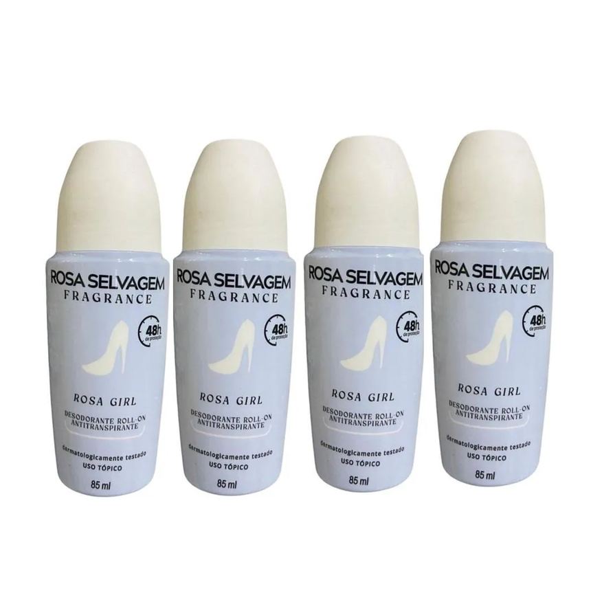 Rosa Selvagem Kit 4 Desodorante Roll-on Rosa Girl 85ml